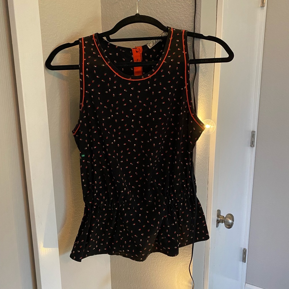 Peplum top, cherry print, size S